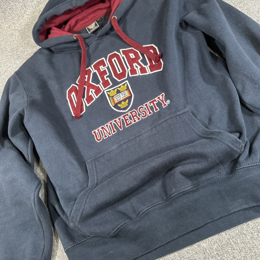 Oxford University Hoodie Mens L‎ Navy Pullover Sweatshirt Logo
